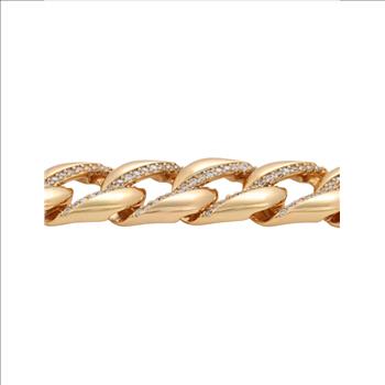 Iced Out 14.0mm 18K Gold Plated Cuban Link Bracelet