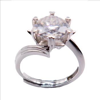 925 Sterling Silver 3.0ct Moissanite Heart Prong Solitaire Ring