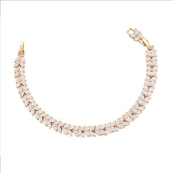 Marquise Cut 8.0mm Simulated Diamond 18K Gold Plated Tennis Bracelet