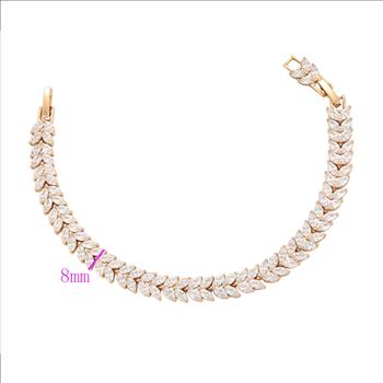 Marquise Cut 8.0mm Simulated Diamond 18K Gold Plated Tennis Bracelet