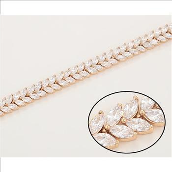 Marquise Cut 8.0mm Simulated Diamond 18K Gold Plated Tennis Bracelet