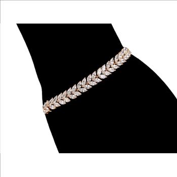 Marquise Cut 8.0mm Simulated Diamond 18K Gold Plated Tennis Bracelet