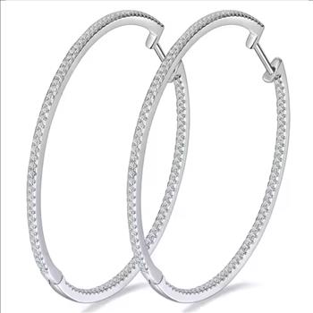925 Sterling Silver Moissanite 1.44ct Hoop Earrings