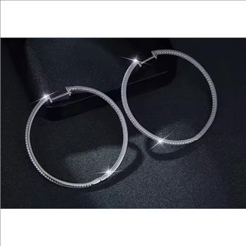 925 Sterling Silver Moissanite 1.44ct Hoop Earrings