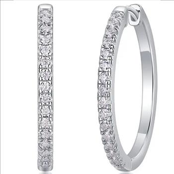 925 Sterling Silver Moissanite  0.015ct Hoop Earrings