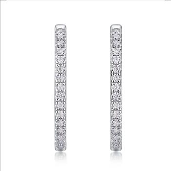 925 Sterling Silver Moissanite  0.015ct Hoop Earrings