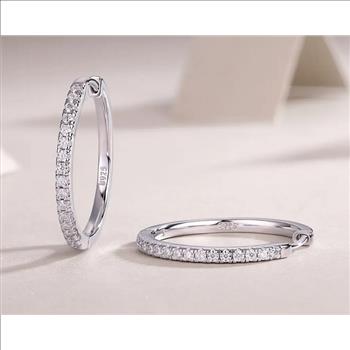 925 Sterling Silver Moissanite  0.015ct Hoop Earrings