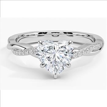 925 Sterling Silver Moissanite 2.0ct Heart Cut Twist Band Ring