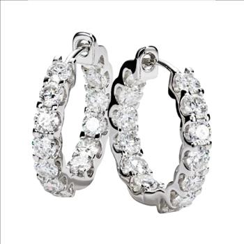 925 Sterling Silver Moissanite 2.2ct Hoop Earrings
