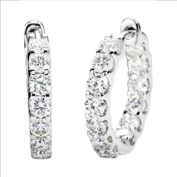 925 Sterling Silver Moissanite 2.2ct Hoop Earrings