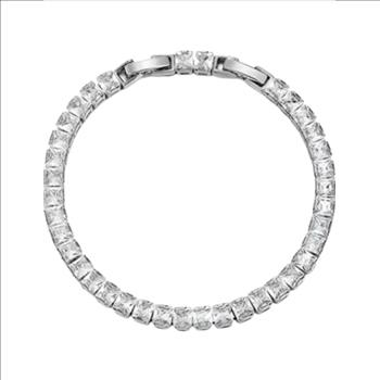 4.0mm Princess Cut Simulated Diamond Platinum Plated Tennis Bracelet