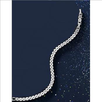 4.0mm Princess Cut Simulated Diamond Platinum Plated Tennis Bracelet