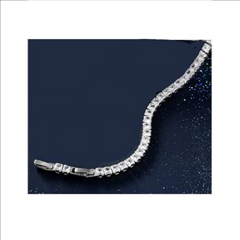 4.0mm Princess Cut Simulated Diamond Platinum Plated Tennis Bracelet