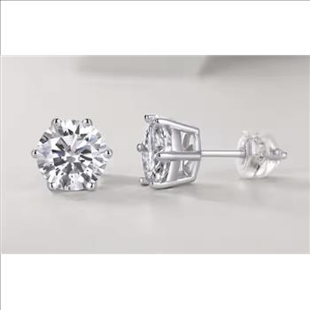 925 Sterling Silver 1.0ct Simulated Diamond Stud Earrings