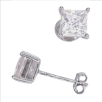 925 Sterling Silver Luxury Moissanite 1.0ct Princess Cut Earrings