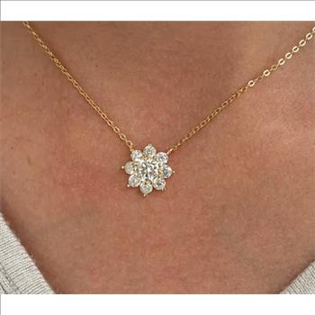 925 Sterling Silver Moissanite 1.0ct 18K Sunflower Necklace