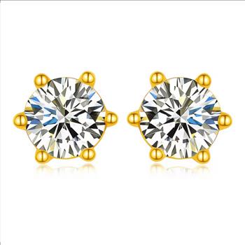 Moissanite 3.0ct 18K Gold Plated Stud Earrings