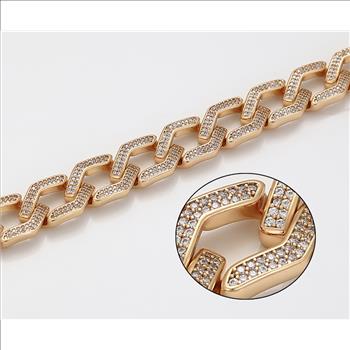 Iced Out 13.0mm 18K Gold Plated Cuban Link Bracelet