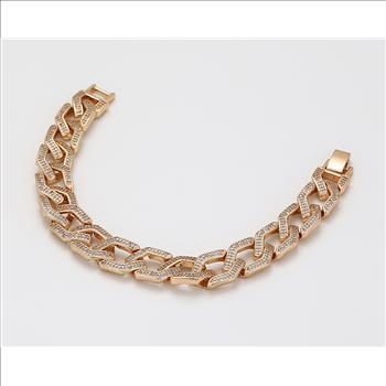 Iced Out 13.0mm 18K Gold Plated Cuban Link Bracelet