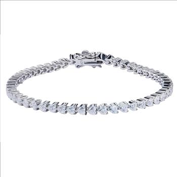 925 Sterling Silver Moissanite 4.7ct Heart Tennis Bracelet
