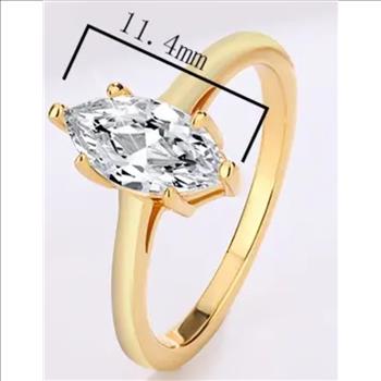 925 Sterling Silver 1.0ct Simulated Diamond Marquise Cut Solitaire Ring