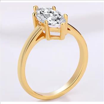 925 Sterling Silver 1.0ct Simulated Diamond Marquise Cut Solitaire Ring