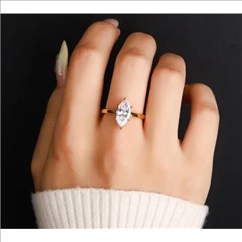 925 Sterling Silver 1.0ct Simulated Diamond Marquise Cut Solitaire Ring