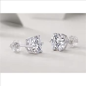 925 Sterling Silver 2.0ct Each Simulated Diamond Stud Earrings
