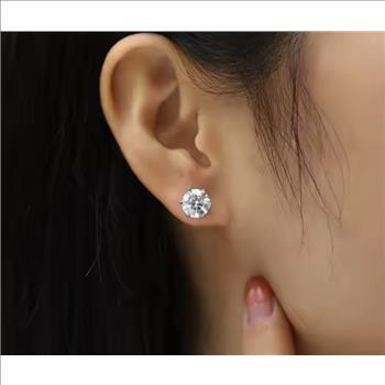925 Sterling Silver 2.0ct Each Simulated Diamond Stud Earrings
