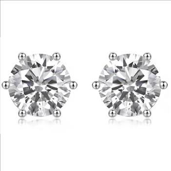925 Sterling Silver 2.0ct Each Simulated Diamond Stud Earrings