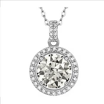 925 Sterling Silver Moissanite 3.0ct Halo Necklace