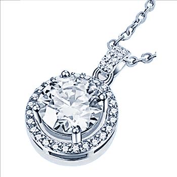 925 Sterling Silver Moissanite 3.0ct Halo Necklace