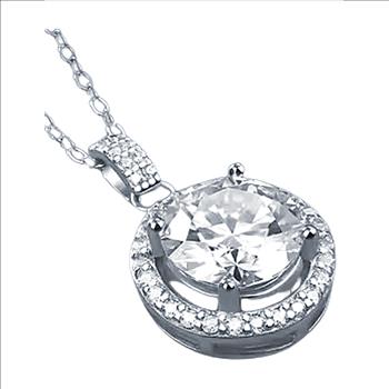 925 Sterling Silver Moissanite 3.0ct Halo Necklace