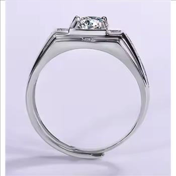 925 Sterling Silver Moissanite 1.0ct Mens Ring