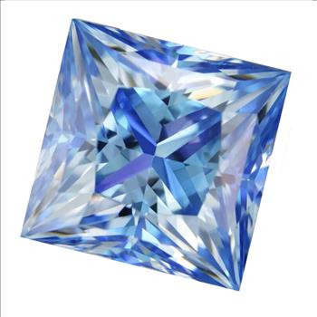 Moissanite  Unmounted 2.0ct Klein Blue Princess Cut Stone