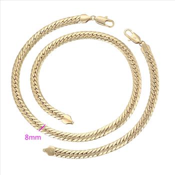 Serpentine 8.0mm 14K Gold Plated Necklace