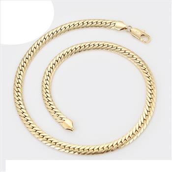 Serpentine 8.0mm 14K Gold Plated Necklace