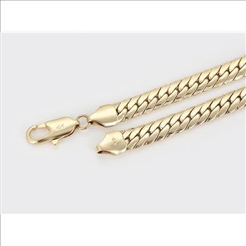 Serpentine 8.0mm 14K Gold Plated Necklace