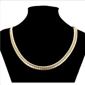 Serpentine 8.0mm 14K Gold Plated Necklace