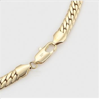Serpentine 8.0mm 14K Gold Plated Bracelet.