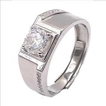 925 Sterling Silver 1.0ct Moissanite Mens Chic Ring