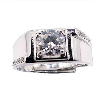 925 Sterling Silver 1.0ct Moissanite Mens Chic Ring