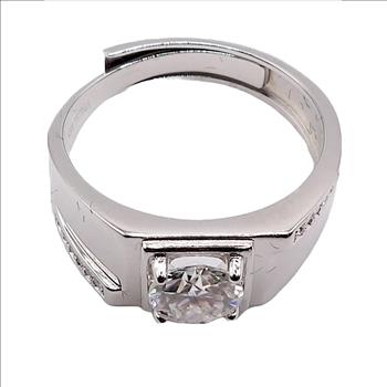 925 Sterling Silver 1.0ct Moissanite Mens Chic Ring
