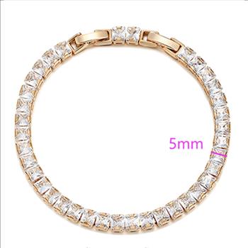 4.0mm Princess Cut Simulated Diamond 18K Gold Plated Tennis Bracelet