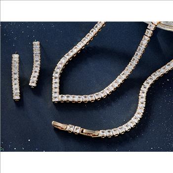 4.0mm Princess Cut Simulated Diamond 18K Gold Plated Tennis Bracelet