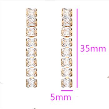 4.0mm Princess Cut Simulated Diamond 18K Gold Plated Tassel Earrings