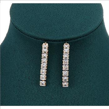 4.0mm Princess Cut Simulated Diamond 18K Gold Plated Tassel Earrings