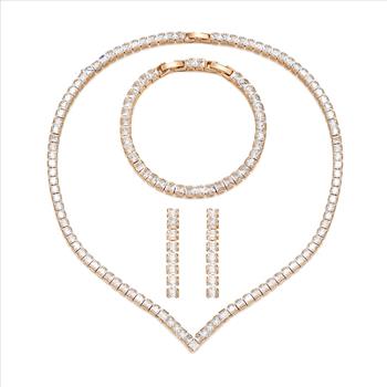 4.0mm Princess Cut Simulated Diamond 18K Gold Plated Tassel Earrings