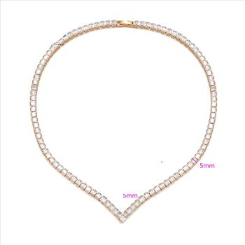 4.0mm Princess Cut Simulated Diamond 18K Gold Plated Tennis Necklace