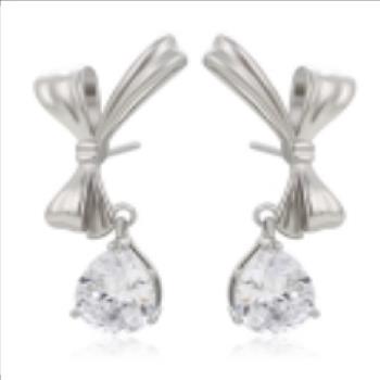 2.0ct Each Simulated Diamond Platinum Plated Bow Dangle Earrings